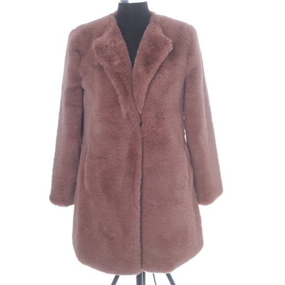 BB DAKOTA MAUVE FAUX FUR COAT XS - Picture 1 of 3